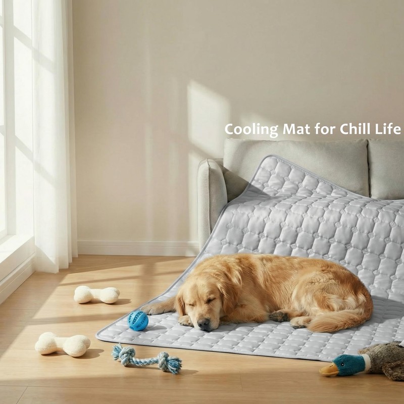 FunFurry Cooling Mat for Dogs，44"X32" Extra Large Pet Pad，Q-Max>0.5 Rapid