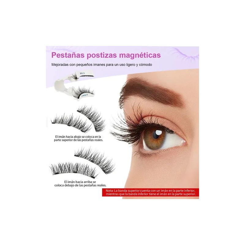 2 Pares Pestañas Postizas Naturales Magnética Reutilizable