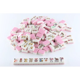 Modern American Mahjong Tiles Acrylic / Melamine Carving Factory Direct Supply  166 Tiles Board Games MelamineSize: 1.26inch*0.95inch *0.63inch, Color: Pink