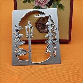 1 Pcs Christmas Tree Street Light Background Metal Cutting Dies,Tree Street Light Die Cuts,DIY Scrapbooking Artist Modern Design for Scrapbooking, Card Making, Paper Crafts