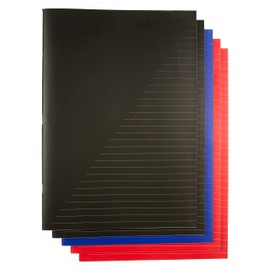 Kangaro K-58331 Exercise Books A4 Lined 80 Sheets Assorted Pack of 5 Black / Blue / Red