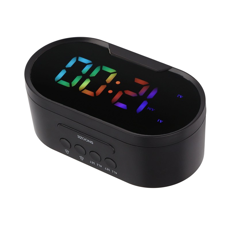 Digital Clock LED Alarm Big Digits Color Display Dimmable Adjustable