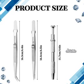 3Pcs Piercing Tools 4 Prongs Piercing Ball Grabber Stainless Steel Pick Up Tool Non-Slip Piercing Clamp Ball Grabber for Small Parts Jewelry Metal Piercing Ball Holder Tool