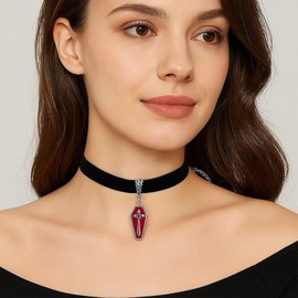 Navirix Heart Choker Necklace for Women,90s Balck Velvet Choker Necklace Goth Jewelry,Red Heart Gothic Holloween Necklaces (Cross)