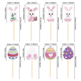 32 decoraciones de Pascua para cupcakes de conejo, decoración para cupcakes, huevos de Pascua, decoración de conejo, fiesta de Pascua, decoración para tartas (parte trasera de conejo)