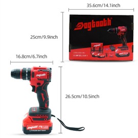 DOGTOOTH 21V MAX Cordless Drill Driver Kit with 2 * Batteries and Charger, Compatible with Makita 18V Battery Build-in LED, Variable Speed Trigger, 0-1500 RPM, Brushless Motor, Bits, Carry bag