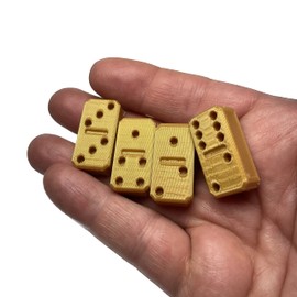 Gnobby Gnome Whatnots Mini Domino Set - Handmade - with Travel Bag - 1-1/8 Inches Tall - Caramel Color