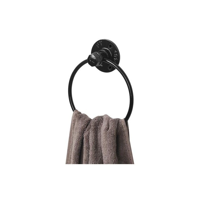 Industrial Towel Ring Rustic Pipe Hand Towel Holder Wall Mounted
