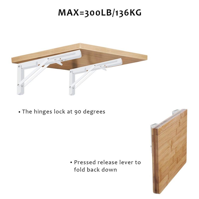 Folding Shelf Brackets 2 Pack,Heavy Duty Triangle Shelf Bracket for