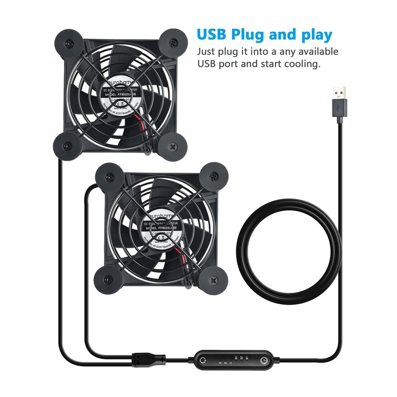 euroharry USB Quiet Fan, 6 Wind Speeds for Smart Timing