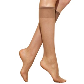 Silkies Women's Ultra Knee Highs with Energizing Support 3 Pair Pack -Queen Nude