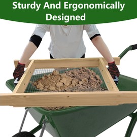 Large Soil Sifter, Dirt Sifter for Gardening, for Use in a Wheelbarrow, Compost Sifter, Garden Sieve for sifting Little Rocks/Top Soil/Leaves/Loam Soil/Sand/Gravel (17.8”×34.5” with Mesh Screen 1/2")