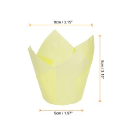 HARFINGTON 50pcs Tulip Cupcake Liners Greaseproof Baking Cups Paper Cupcake Wrappers Holders for Parties Weddings Birthdays, Light Yellow