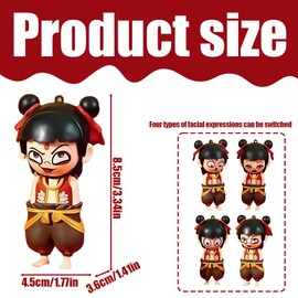 UENXRXE Ne Zha Doll with 4 Types of Face Change, Ne Zha 2 Dolls Decompression and Funny Keyring, Nezha Creative Doll Ornaments, a