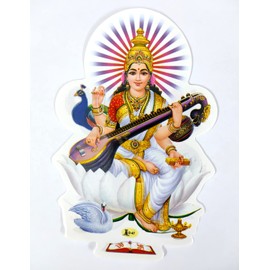 Goddess of Music : Goddess Saraswati Hindu Goddess Sticker Size (4.5"x3" Inches)