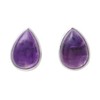 NOVICA Artisan Handmade Amethyst Button Earrings Teardrop from India Sterling