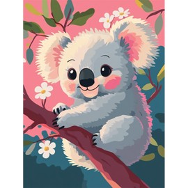 HEIBAGO Paint by Numbers for Adults, Koala Oil Painting by Numbers Kits for Beginners, DIY Painting by Numbers Canvas Animals Art Pictures for Birthday Gifts, 30 x 40 cm