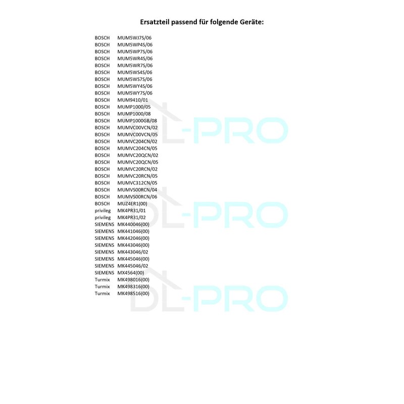 DL-pro Dough Deflector Dough Hook Scraper Suitable for Bosch Siemens