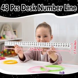 48 Pieces Number Line 0 to 30 Student Desk Number Lines Laminated Number Line Strips for Classroom Desks Math Class Decoration (Black)