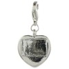Quiges 3D Heart Clip On Charm Pendant Silver Plated Women's