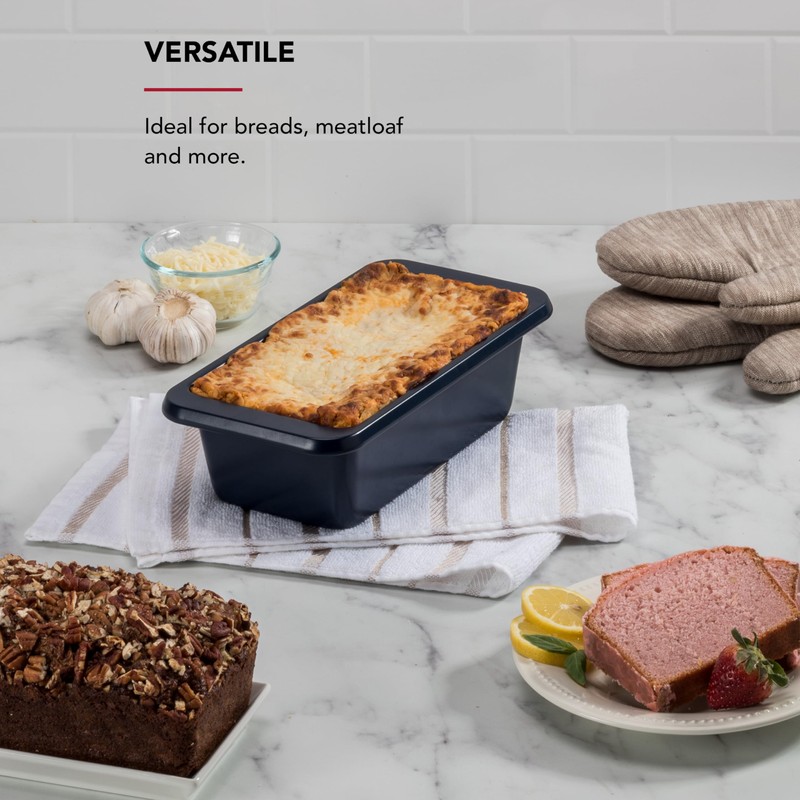 KitchenAid 9x5in Nonstick Aluminized Steel Loaf Pan, Ink Blue