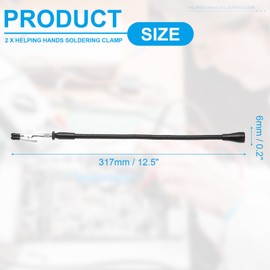PATIKIL 2Pack Helping Hands Soldering Clamp, 12.5inch Magnetic Gooseneck Metal Arms with Alligator Clips for Electronics Repair Painting Jewelry DIY, Silver/Black