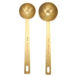 sourcing map 2pcs Single Measuring Spoon Set 1tbsp (15ml) / 2tbsp (30ml) Teaspoon/Tablespoon 304 Stainless Steel Single Tiny Square Bowl Measuring Spoon Long Handle Measure Scoop, Gold