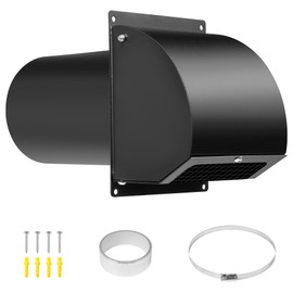 Neoaider 6 Inch Hooded Wall Vent Cover with Screen and Damper, 14GA/2MM Thick Heavy-Duty Steel Vent Covers for Wall, Vent Cover for Dryer Ventilation and Outdoor Air Exhaust, Black