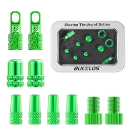 BUCKLOS 10Pcs Bike Tire Valve Stem Cap Set, Including Presta and Schrader Valve, Pump Adapters, Valve Core Remover Tool for Mountain, Road Bikes, All Bicycles, Dust Cover Multiple Color Fit Most Rims
