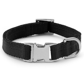 Bark Duke Indestructible Dog Collar, Fully Customizable Fit, Waterproof Nylon, Odor-Resistant, Metal Buckle and Adjusters (Black, Small, 3/5”)