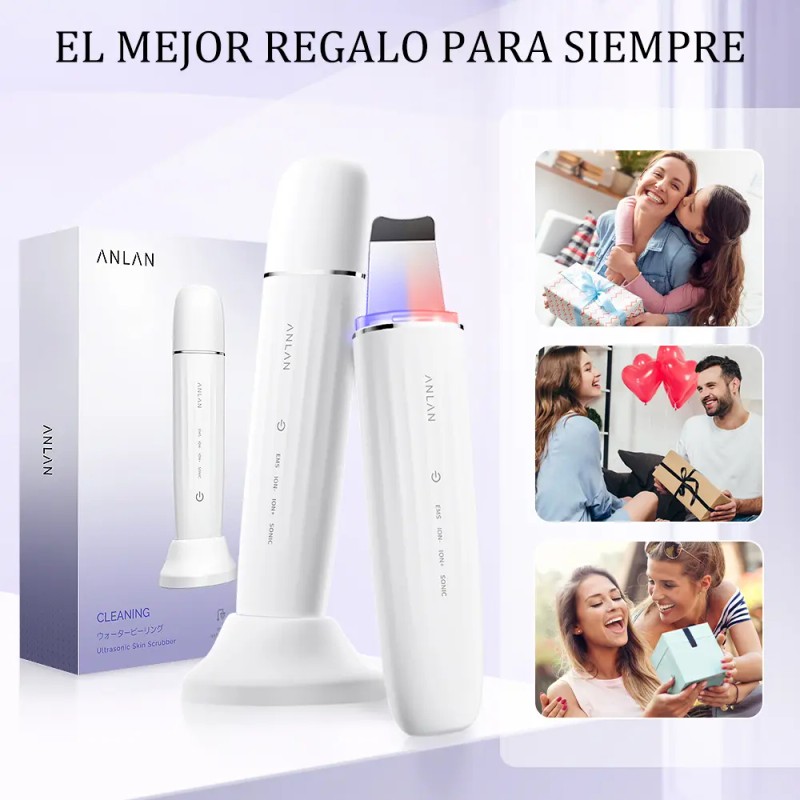 Exfoliador De Piel Anlan Ultrasónica Con Luz Roja Y Azul
