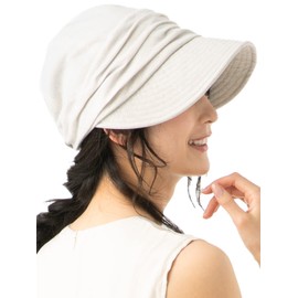 QUEENHEAD Queen Head Hat, Summer, Women's UV Protection, Large Size, Large Size, Washable, UV Protection, Light Blocking, Small Face, Size Adjustable, off beige