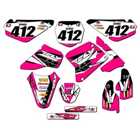 Senge Graphics Inc 2005-2023 RM 85 13 FLY Pink Senge Graphics Kit Compatible with Suzuki - Complete Kit With Rider I.D., 14/17