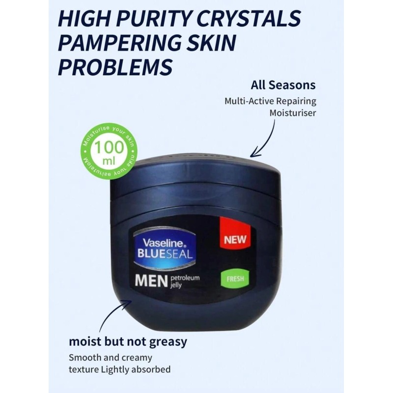 Vaseline Blue Seal Men Fresh Petroleum Jelly (100ml) 1PK