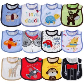 Lictin Baby Bibs for Girls 12 pcs Unisex Waterproof Saliva Towel Baby Bibs, Waterproof Layer Absorbent Teething Dribble Bandana Drool Bibs, for Newborn Infant Toddler 3-24 months