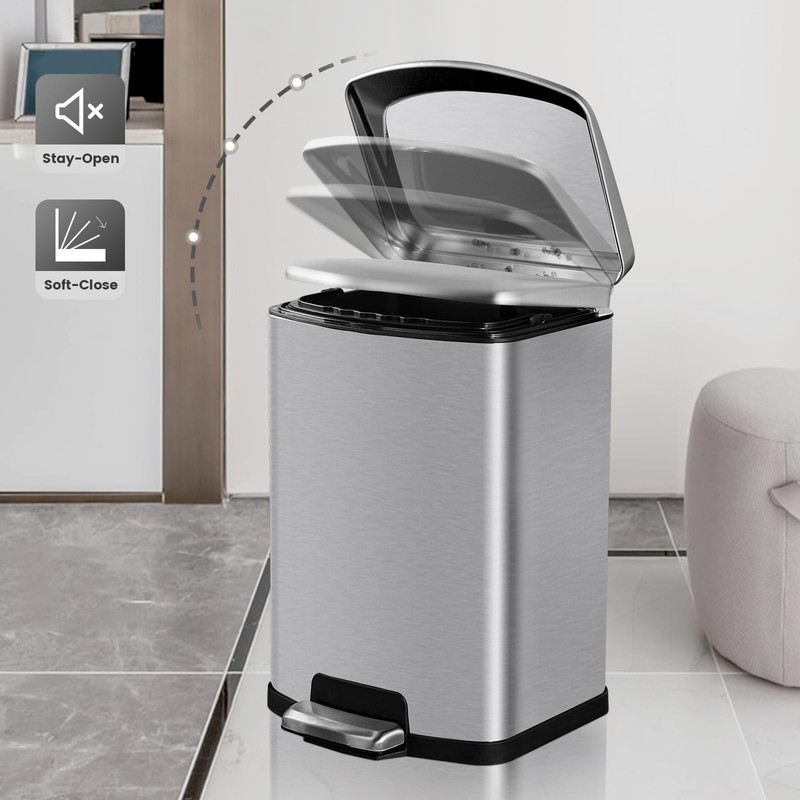 SYNCVIBE Bathroom Trash Can with Lid Soft Close 4 Gallon