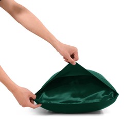 STFRBTH Satin Body Pillowcase for Hair and Skin, Dark Green Breathable Pillow Case with Envelope Closure, Soft Silky Pillow Cover, 20x54 Inches