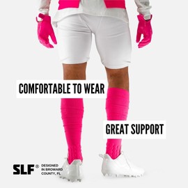 SLEEFS] Football Padded Scrunch Socks - Extra Long Padded Scrunchie Socks - Adult Size - Nylon/Spandex Construction Keeps Feet Dry - Football/Soccer/Baseball/Running - 1 Pack - Pink