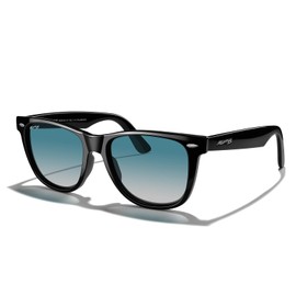 MERRY'S Classic Square Shape Polarized Sunglasses for Womens Mens Retro Designer UV400 Sun Glasses S6140, Black Frame/Green Gradient Lens, Lens Width: 54 Millimeters