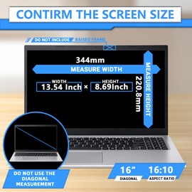 ZOEGAA Magnetic Laptop Privacy Screen 16 Inch, Removable 16:10 Laptop Screen Privacy Shield, Anti Spy, Anti Glare, Blue Ray Reduction, Compatible With HP/Dell Acer/Asus/Lenovo Privacy Screen 16 Inch