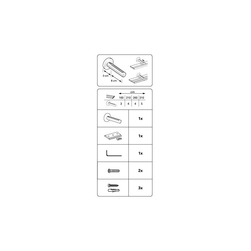 Gardinia Wall Bracket 3-8, Metal, White, 19 x 10 x