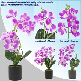 aufuwa Artificial Orchid Silk Phalaenopsis Flowers Faux Orchids with Ceramic Pot 19.5" Decor for Table Centerpieces Indoor Wedding Home Office Party Hotel Yard Decoration (Purple Gradient)