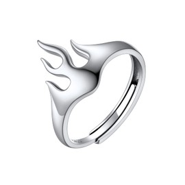 SILVERCUTE Teen Girls Adjustable Silver Ring For Women Open Rings Flame Thumb Rings Aesthetic
