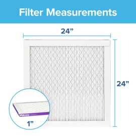 Filtrete 24x24x1 AC Furnace Air Filter, MERV 12, MPR 1500, CERTIFIED asthma & allergy friendly, 3 Month Pleated 1-Inch Electrostatic Air Cleaning Filter, 6-Pack (Actual Size 23.81x23.81x0.78 in)