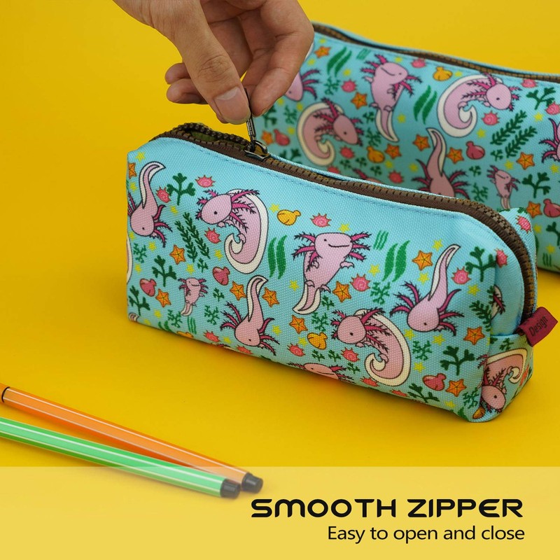 LParkin Axolotl Students Canvas Pencil Case Pen Bag Pouch Stationary