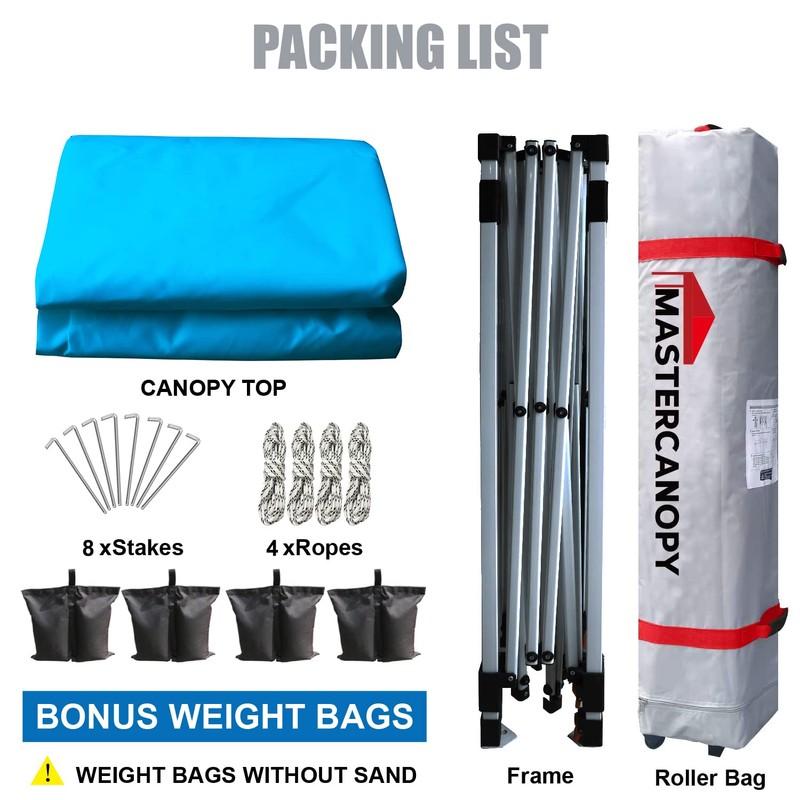 MASTERCANOPY Durable Pop-up Canopy Tent with Roller Bag (10x10, Sky