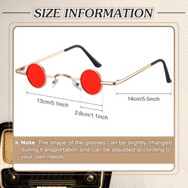 Photect Vintage Metal Frame Glasses Retro Small Sunglasses Hippy Sunglasses for Men Women (Gold, Red)
