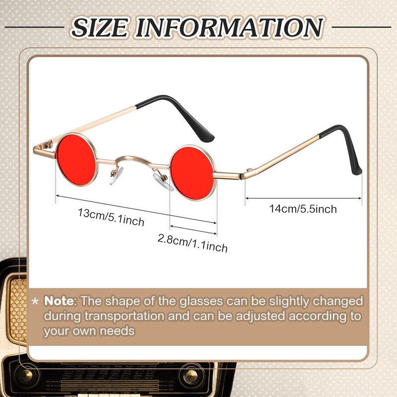 Photect Vintage Metal Frame Glasses Retro Small Sunglasses Hippy Sunglasses