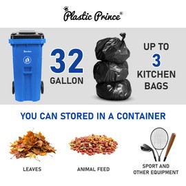 PLASTIC PRINCE 32 Gallon Rollout Trash Can with Lid, Commercial Heavy-Duty Container with Wheels, Blue