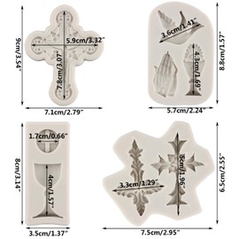 MYPRACS 4 Stück Kreuz Silikonformen Kelch Friedenstaube Fondant Formen Taufe Kuchenform für Cupcake Topper Kuchendekoration Schokolade Süßigkeiten Gummipaste Polymerton